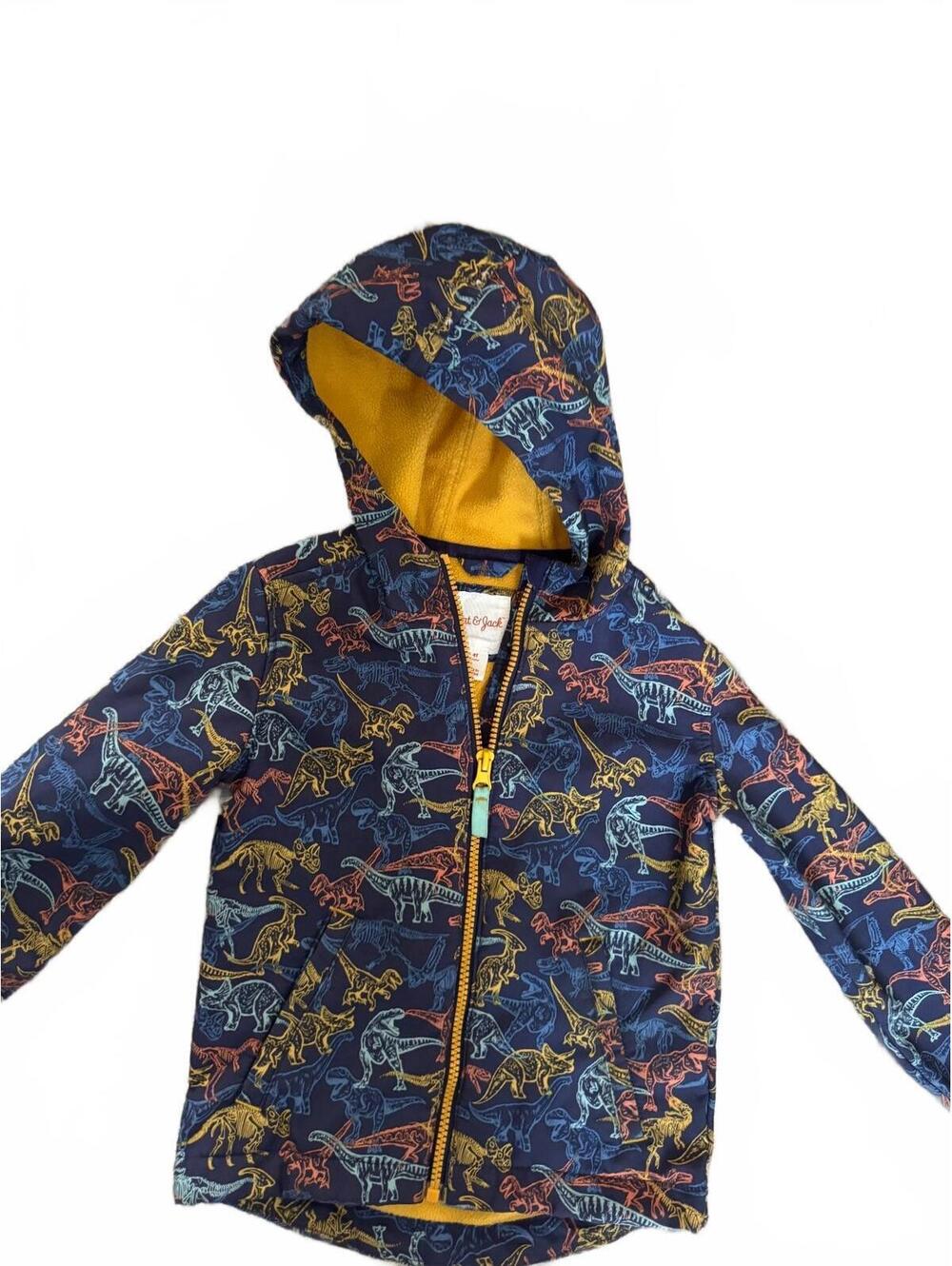 Cat & Jack Boys Dinosaur Hooded Jacket Fleece Lined Navy Size 4T